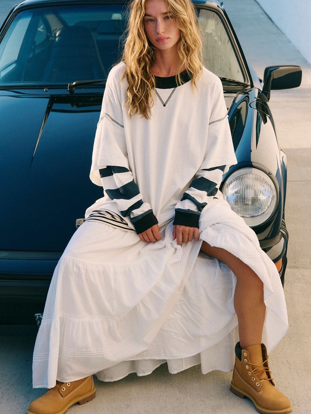 NWOT Free People Lera Tee Maxi Dress in White